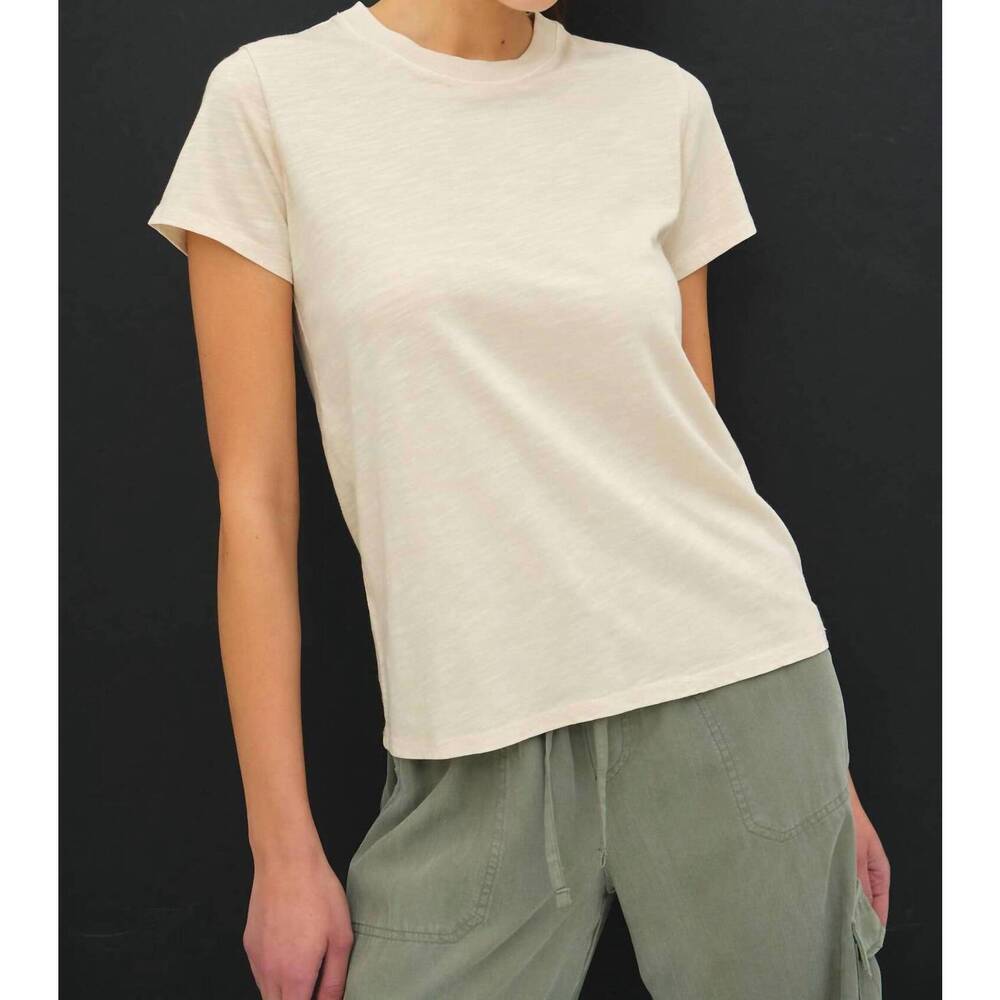 NEW BE COOL leona classic cut acid wash cotton tee in stone
